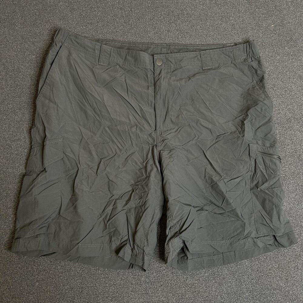 Columbia Cargo Shorts Mens 44 Gray Nylon Hiking Outdoor Elastic Waist Travel